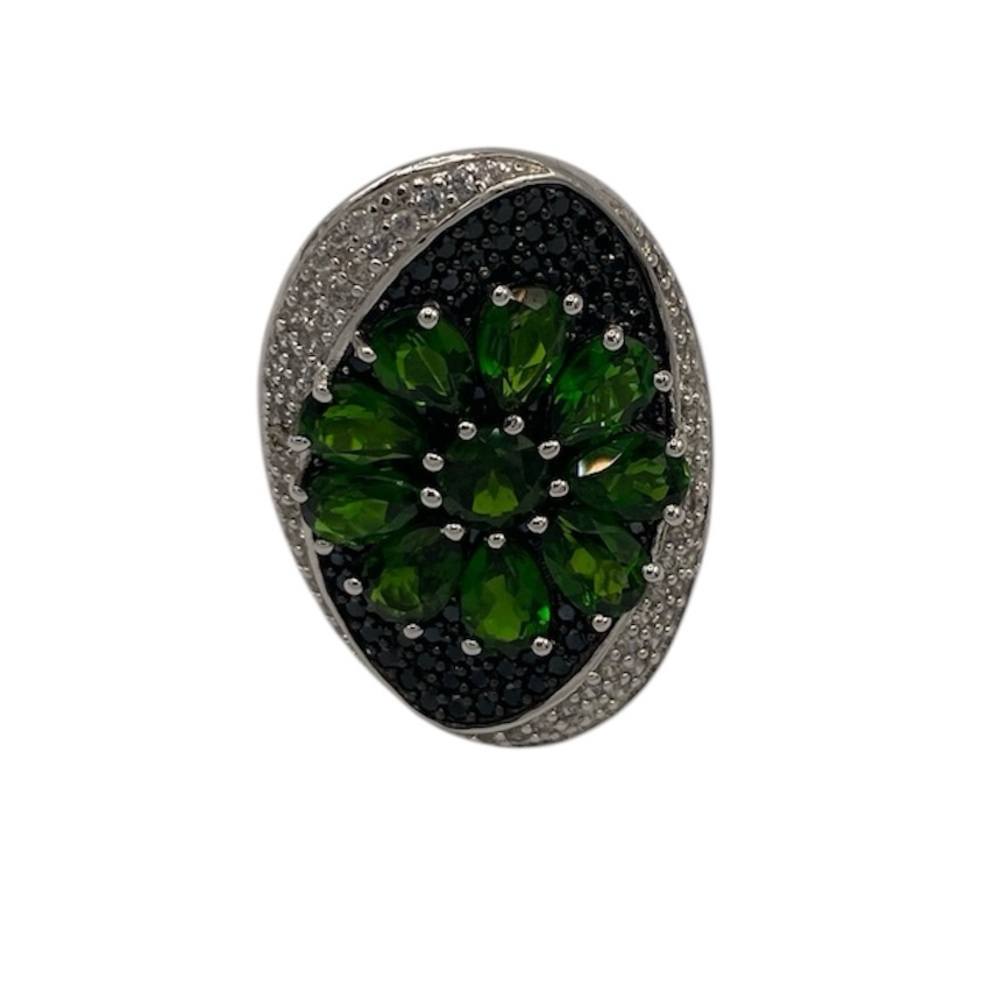 Sterling Silver 925 SNJ Creations NYC Green Flower Ring 7